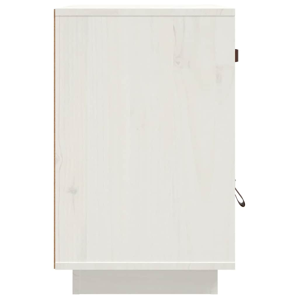 Comodino Bianco 40x34x55 cm in Legno Massello di Pino 818307