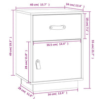 Comodino Bianco 40x34x55 cm in Legno Massello di Pino cod mxl 29885