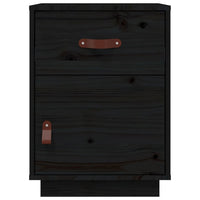 Comodino Nero 40x34x55 cm in Legno Massello di Pino cod mxl 29923