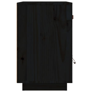 Comodino Nero 40x34x55 cm in Legno Massello di Pino cod mxl 29923