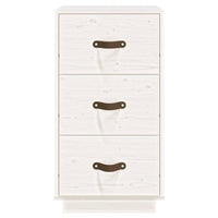 Comodino Bianco 40x40x75 cm in Legno Massello di Pino 818337