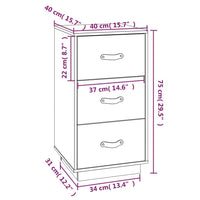 Comodino Bianco 40x40x75 cm in Legno Massello di Pino 818337