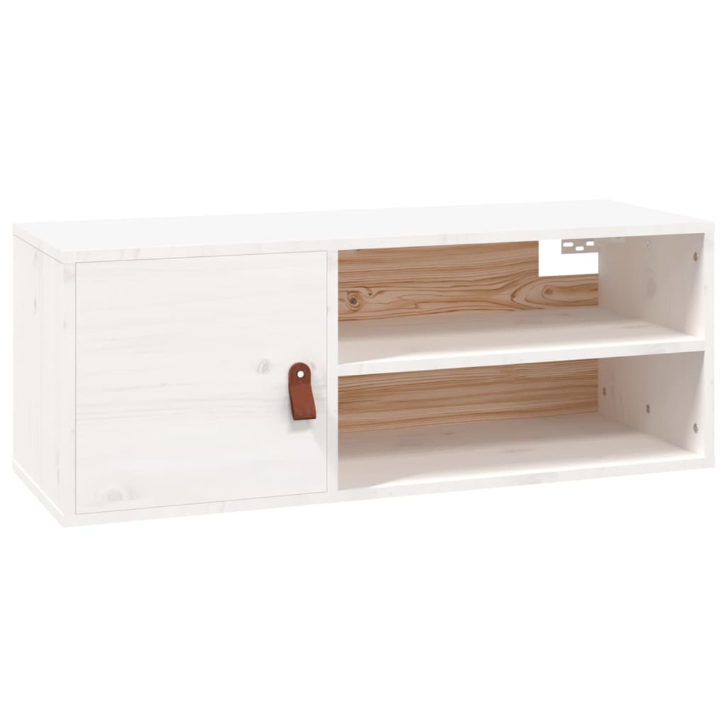 Pensili 2 pz Bianchi 80x30x30 cm in Legno Massello di Pino 818388