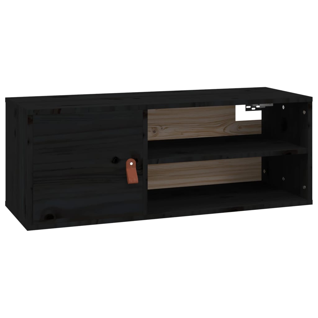 Pensile Nero 80x30x30 cm in Legno Massello di Pino cod mxl 32988