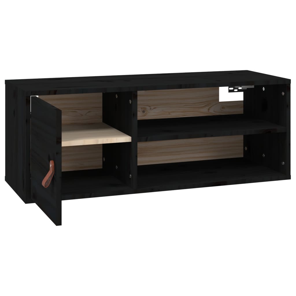 Pensile Nero 80x30x30 cm in Legno Massello di Pino cod mxl 32988