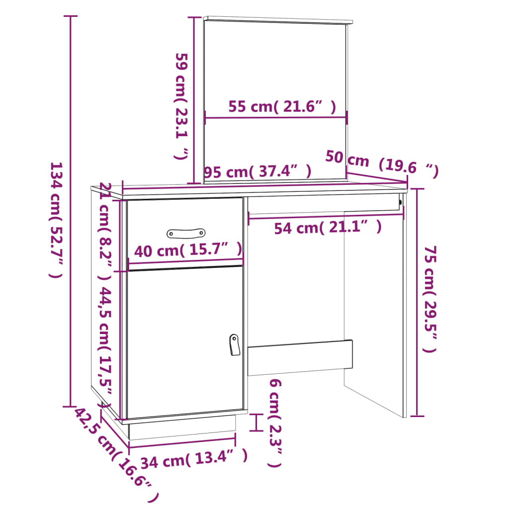 Toeletta Grigia 95x50x134 cm in Legno Massello di Pino cod 8722