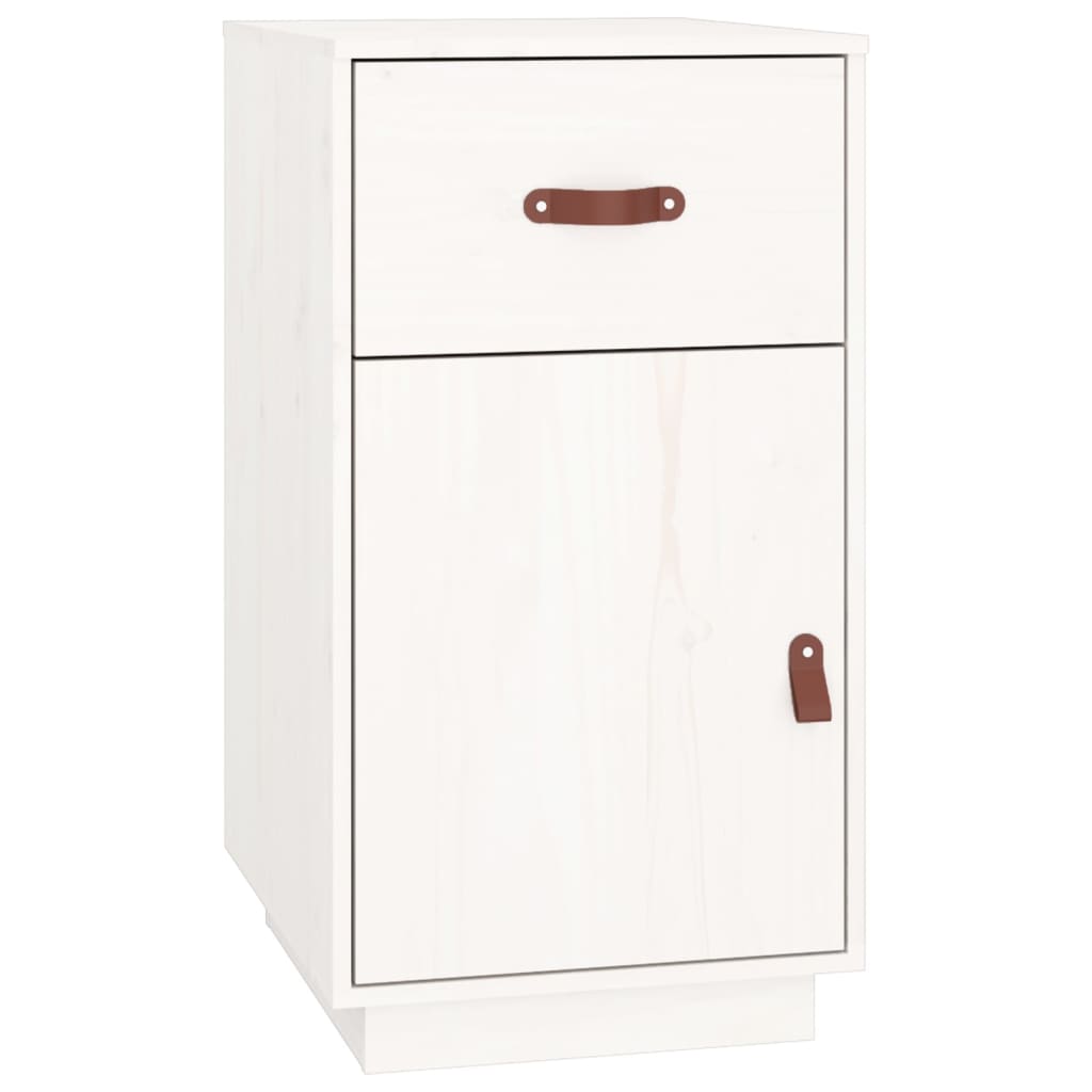 Armadietto da Scrivania Bianco 40x50x75 cm Legno Massello Pino cod mxl 41404