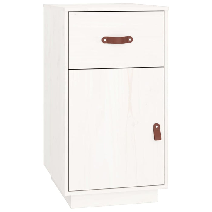 Armadietto da Scrivania Bianco 40x50x75 cm Legno Massello Pino 820098