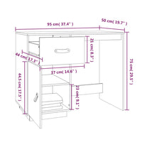 Scrivania Nera 95x50x75 cm in Legno Massello di Pino 820106