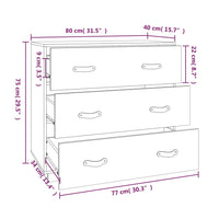 Credenza Bianca 80x40x75 cm in Legno Massello di Pino