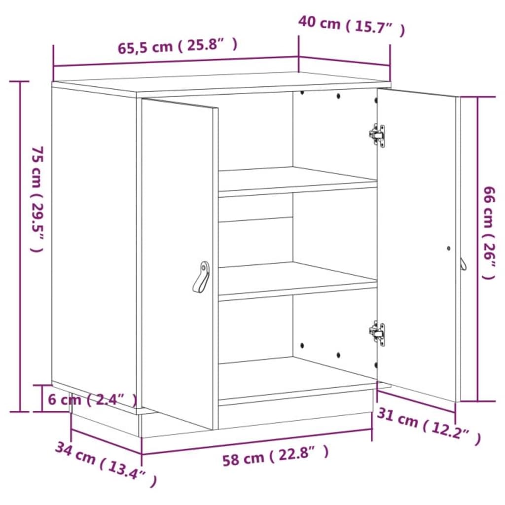 Credenza 65,5x40x75 cm in Legno Massello di Pino 820117