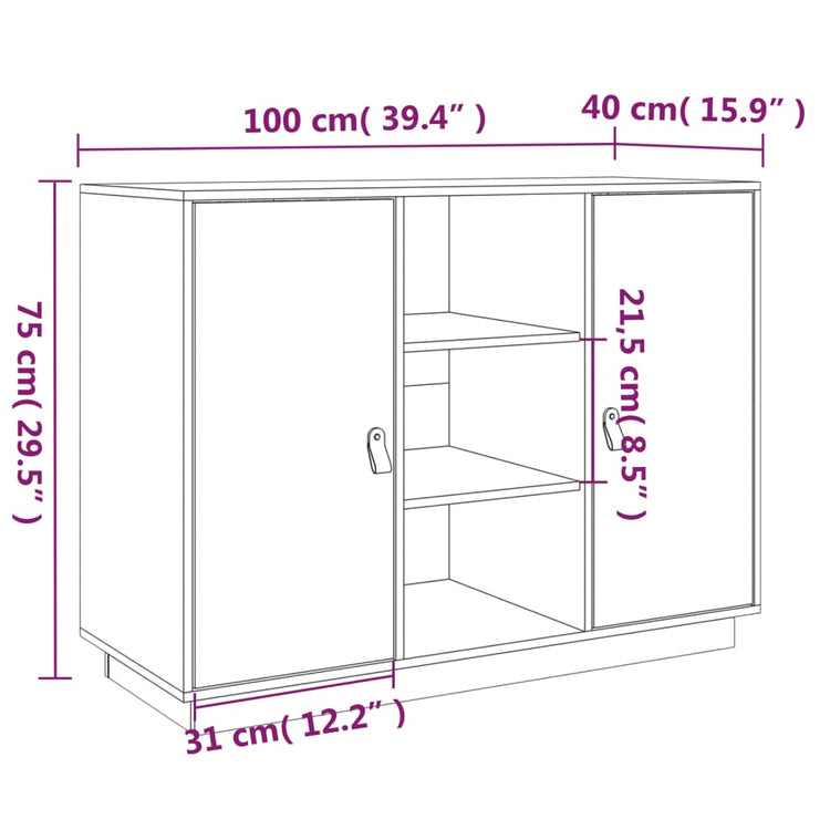 Credenza 100x40x75 cm in Legno Massello di Pino cod mxl 9392