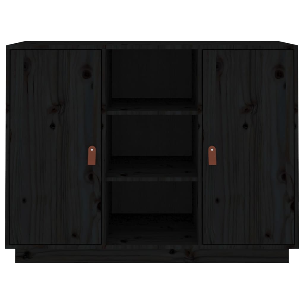 Credenza Nera 100x40x75 cm in Legno Massello di Pino cod 12222