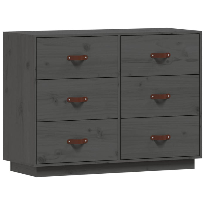 Credenza Grigia 100x40x75 cm in Legno Massello di Pino 820144