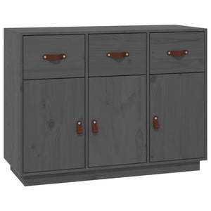 Credenza Grigia 100x40x75 cm in Legno Massello di Pino 820149