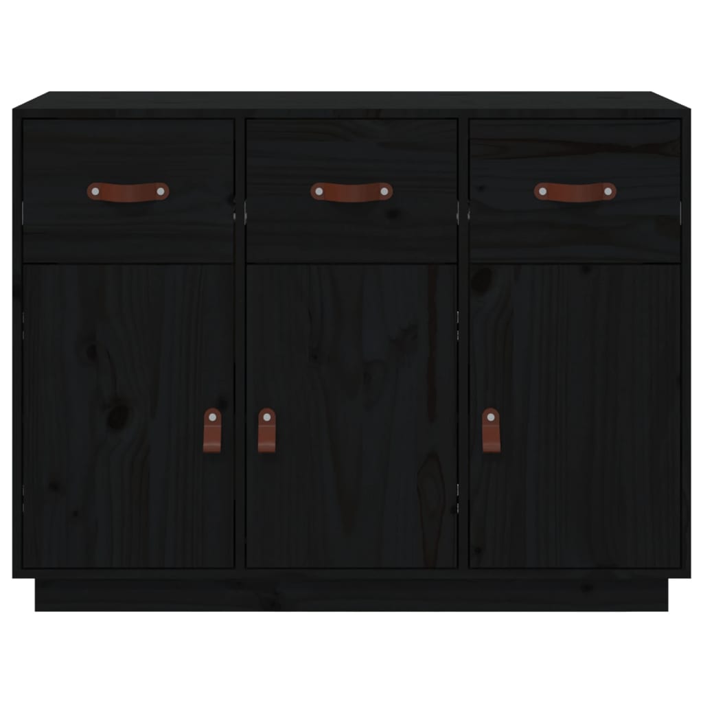 Credenza Nera 100x40x75 cm in Legno Massello di Pino 820151