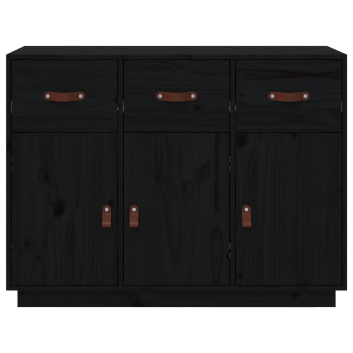 Credenza Nera 100x40x75 cm in Legno Massello di Pino 820151