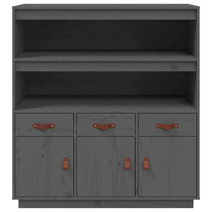 Credenza Grigia 100x40x108,5 cm in Legno Massello di Pino