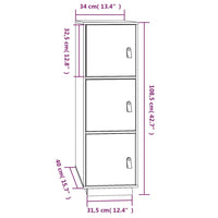 Credenza Bianca 34x40x108,5 cm in Legno Massello di Pino cod mxl 16126