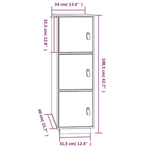 Credenza Bianca 34x40x108,5 cm in Legno Massello di Pino cod mxl 16126