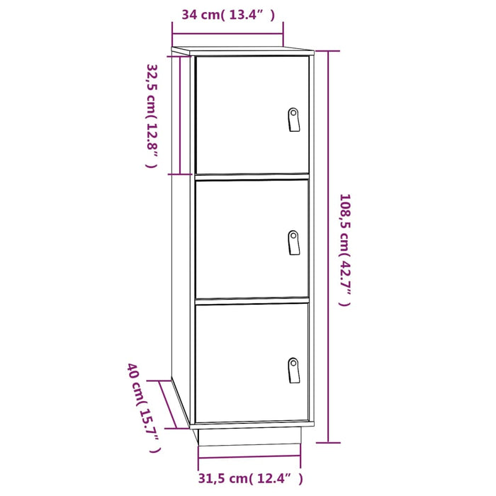 Credenza Bianca 34x40x108,5 cm in Legno Massello di Pino cod mxl 16126