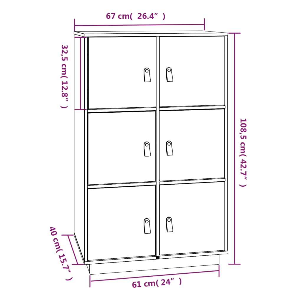 Credenza Miele 67x40x108,5 cm in Legno Massello di Pino cod mxl 25681