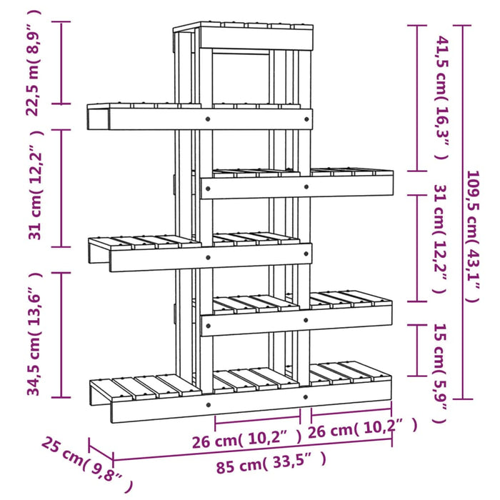 Supporto per Piante 85x25x109,5 cm in Legno Massello di Pino cod mxl 58686