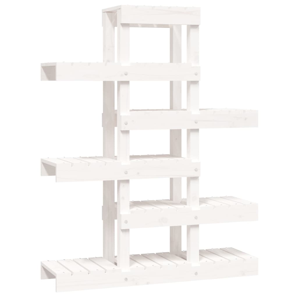 Supporto per Piante Bianco 85x25x109,5cm Legno Massello di Pino 822088