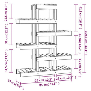 Supporto per Piante Grigio 85x25x109,5cm Legno Massello di Pino 822089