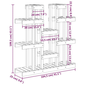 Supporto per Piante Grigio 104,5x25x109,5cm Legno Massello Pino 822094