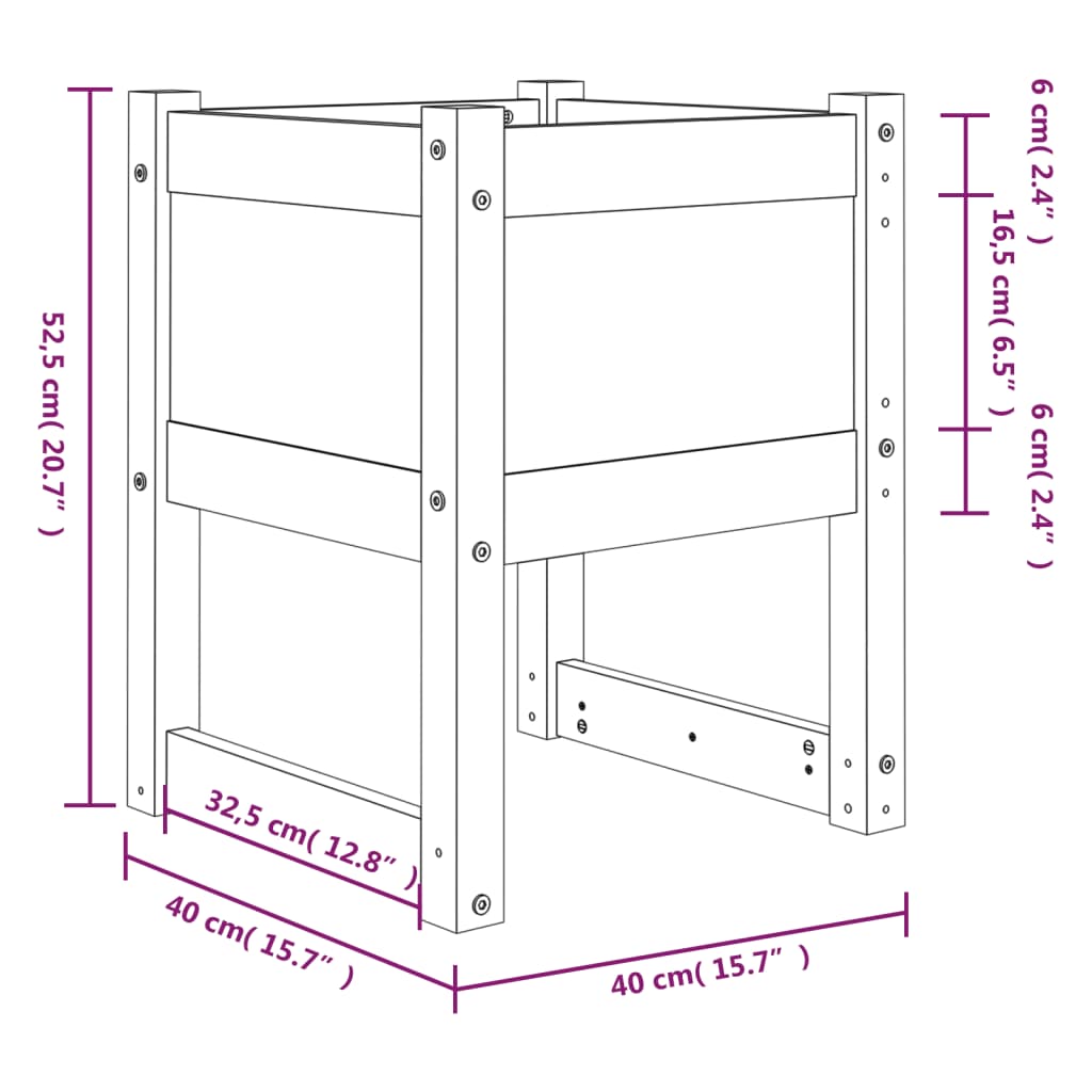 Fioriera 40x40x52,5 cm in Legno Massello di Pino cod mxl 66679