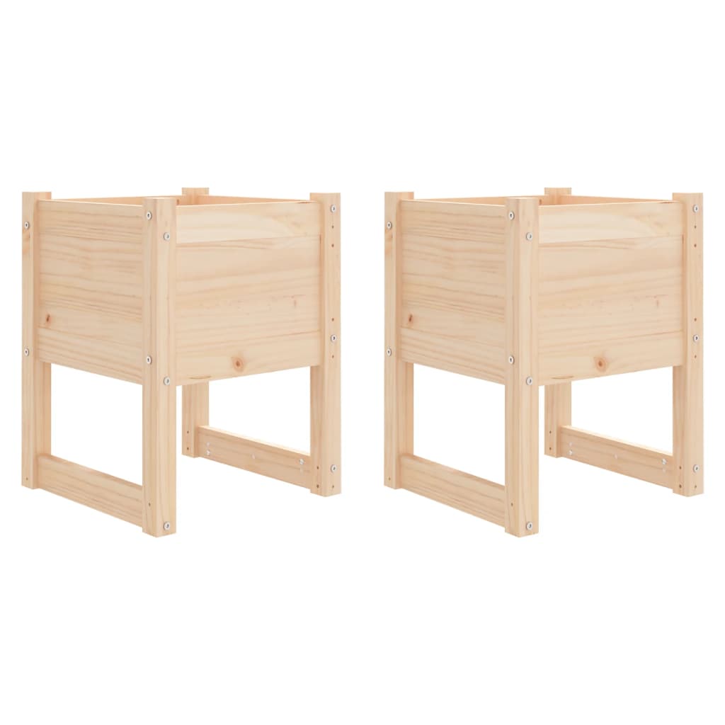 Fioriere 2 pz 40x40x52,5 cm in Legno Massello di Pino 822108