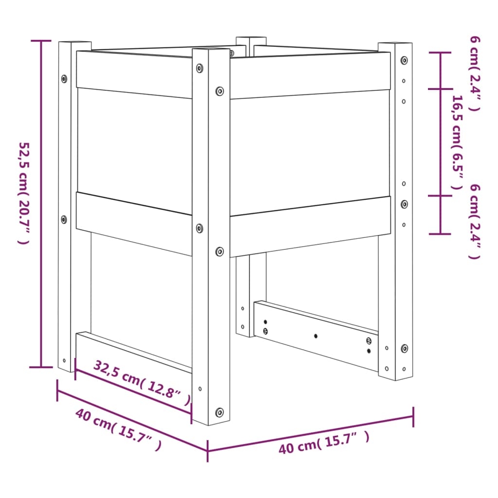 Fioriere 2 pz 40x40x52,5 cm in Legno Massello di Pino 822108