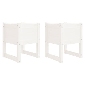 Fioriere 2 pz Bianche 40x40x52,5 cm in Legno Massello di Pino