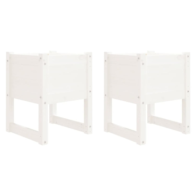 Fioriere 2 pz Bianche 40x40x52,5 cm in Legno Massello di Pino