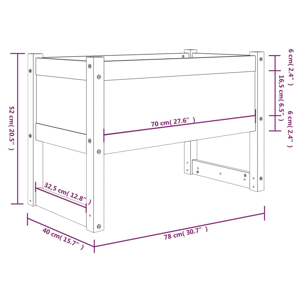 Fioriera Bianca 78x40x52 cm in Legno Massello di Pino 822118