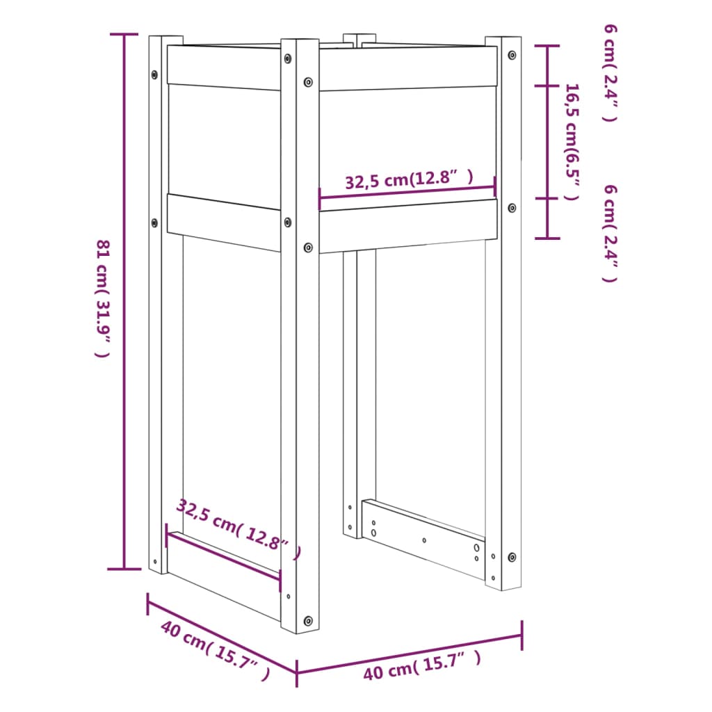 Fioriera 40x40x81 cm in Legno Massello di Pino 822122