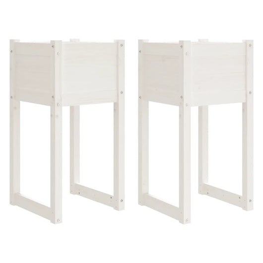 Fioriere 2 pz Bianche 40x40x81 cm in Legno Massello di Pino 822125