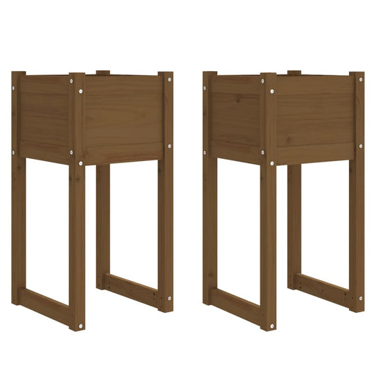 Fioriere 2 pz Miele 40x40x81 cm in Legno Massello di Pino 822129