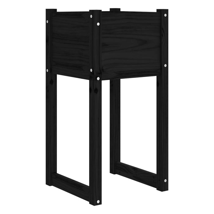 Fioriere 2 pz Nero 40x40x81 cm in Legno Massello di Pino 822131