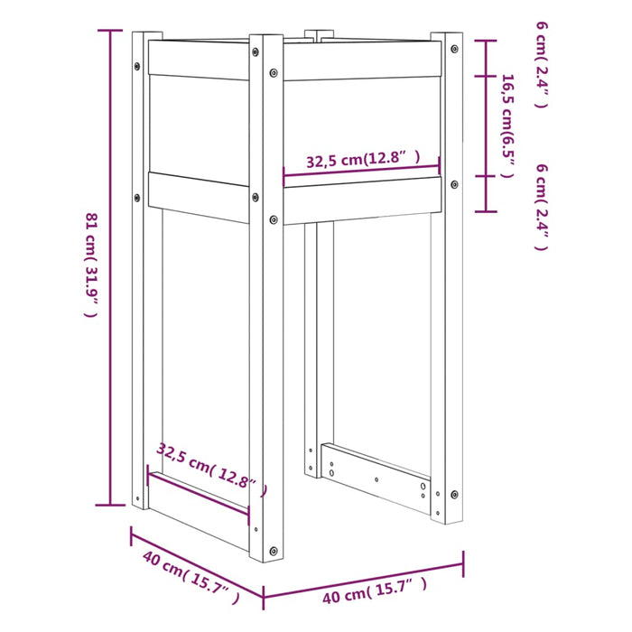 Fioriere 2 pz Nero 40x40x81 cm in Legno Massello di Pino 822131