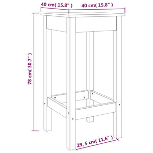 Sgabelli da Bar 2 pz 40x40x78 cm in Legno Massello di Pino cod mxl 14226