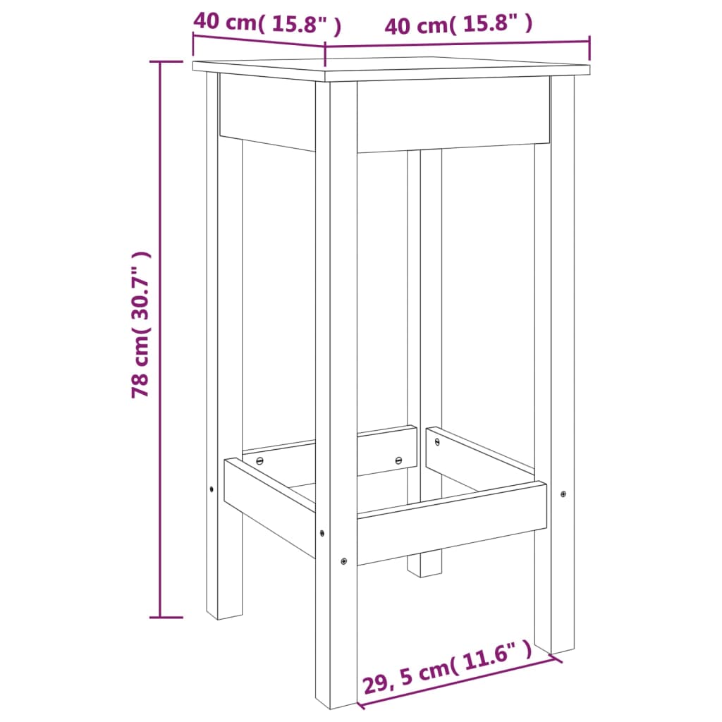 Sgabelli da Bar 2 pz Bianchi 40x40x78 cm Legno Massello di Pino cod mxl 14414