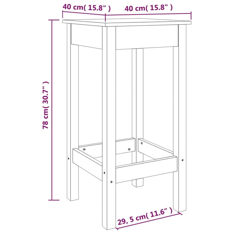 Sgabelli da Bar 2 pz Bianchi 40x40x78 cm Legno Massello di Pino cod mxl 14414