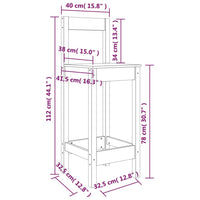 Sedie da Bar 2 pz 40x41,5x112 cm in Legno Massello di Pino 822142