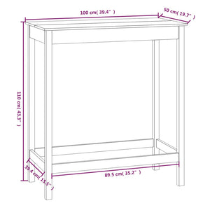 Tavolo da Bar Miele 100x50x110 cm in Legno Massello di Pino 822155