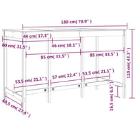 Tavolo da Bar 180x80x110 cm in Legno Massello di Pino cod mxl 29848