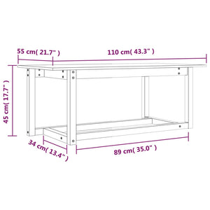 Tavolino da Salotto 110x55x45 cm Legno Massello di Pino