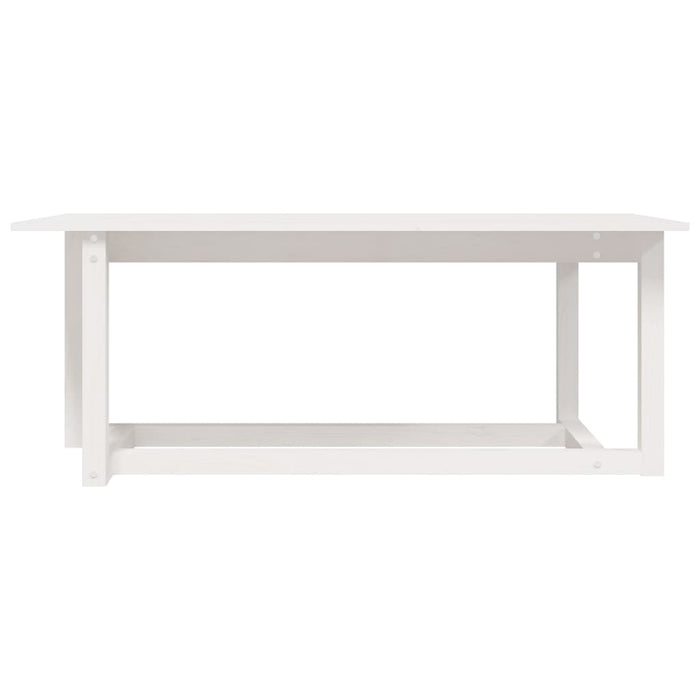 Tavolino da Salotto Bianco 110x55x45 cm Legno Massello di Pino