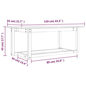 Tavolino da Salotto Bianco 110x55x45 cm Legno Massello di Pino